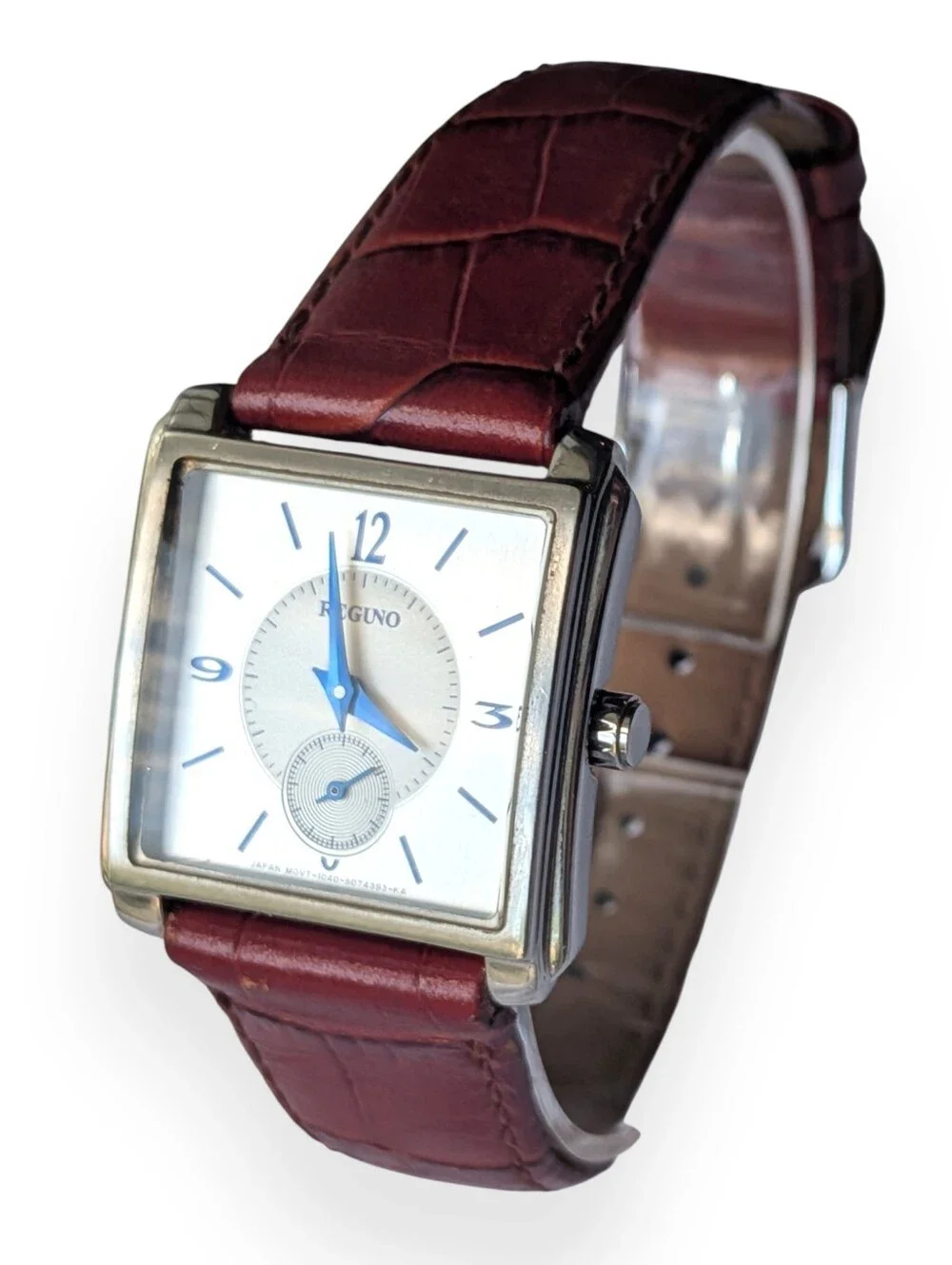 Citizen Reguno Watch Vintage Women's Silver Square Red Embossed Leather Strap